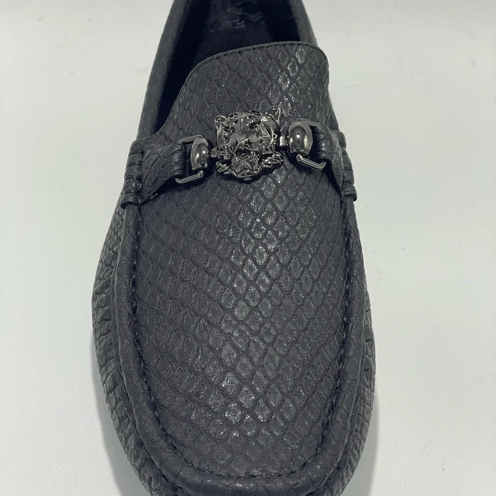 Platini Black PSH5192 Textured‎ Loafers Lion Bit Men’s 8.5 New in Box